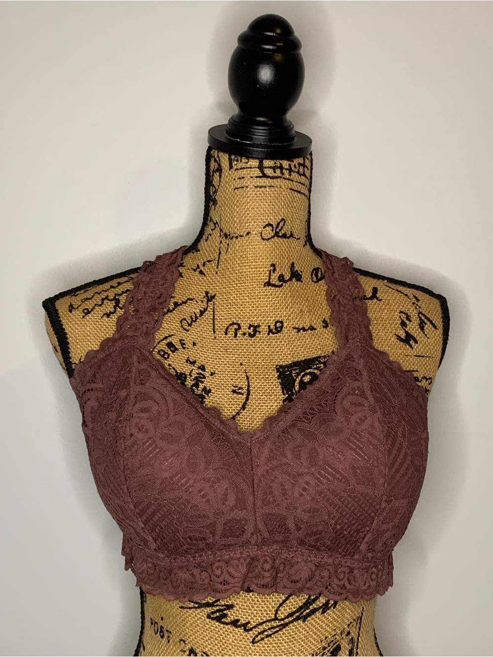 Maurices Lace Overlay Razorback Bralette in Mauve